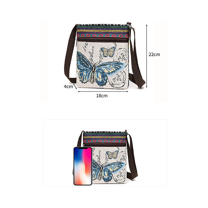 Buddha Stones Elephant Butterfly Embroidered Canvas Tote Bag Shoulder Bag Crossbody Bag - image 16