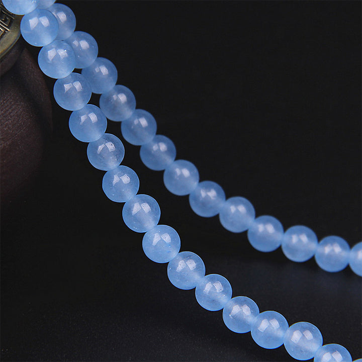 Buddha Stones 108 Beads Blue Crystal Healing Bracelet Mala - image 8