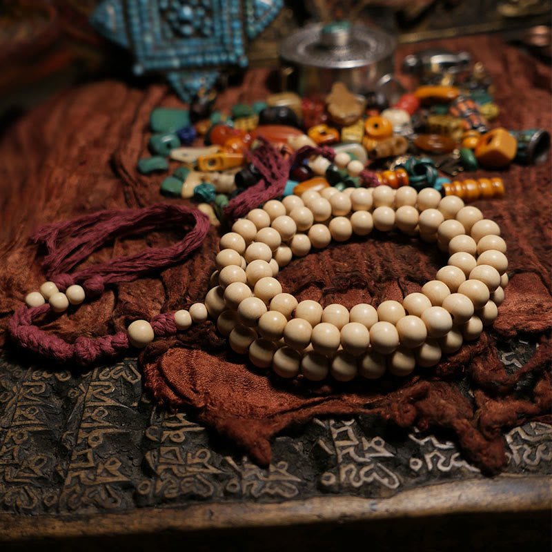 Buddha Stones 108 Mala Beads Abelia Biflora Wood Warding Off Evil Spirits Wrist Mala - 9.5mm*108 - image 13