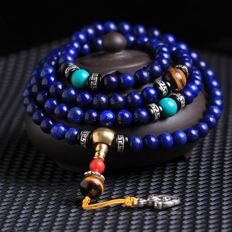 Buddha Stones 108 Beads Lazurite Positive Bracelet Mala - 8mm*108 - image 0