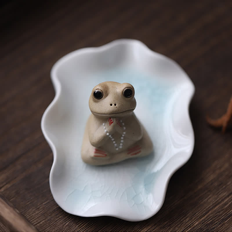 Buddha Stones Meditating Ceramic Small Frog Statue Decoration - image 7