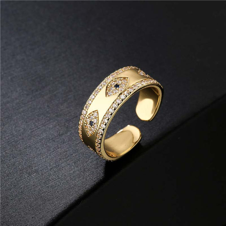 Buddha Stones Evil Eye Luck Blessing Copper Alloy Ring - image 1