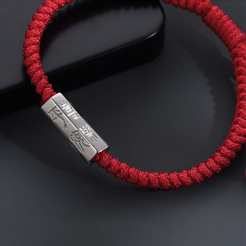 Buddha Stones 925 Sterling Silver Letter Engraving Blessing String Bracelet - image 5