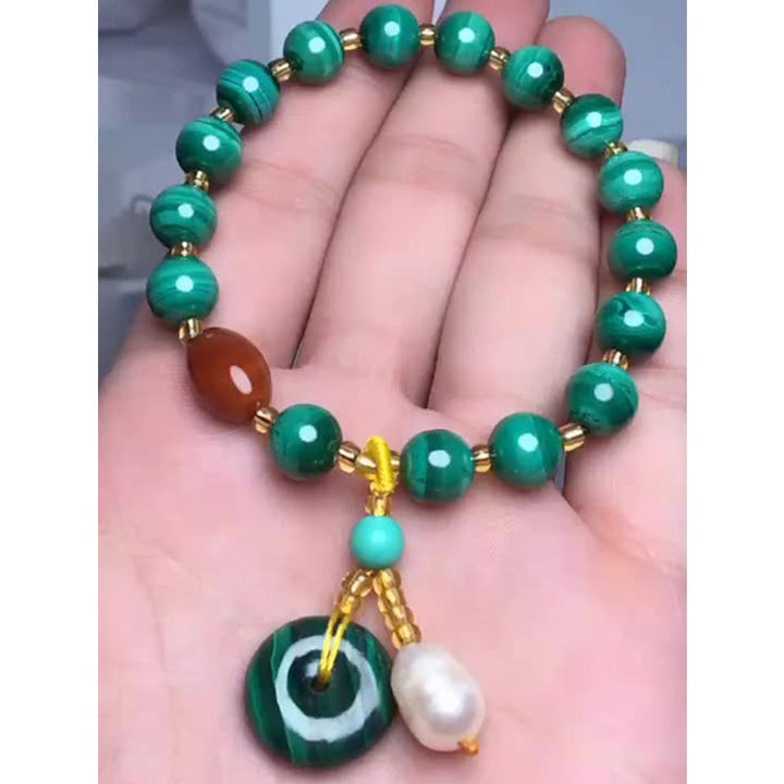 Natural Malachite Red Agate Bead Protection Charm Bracelet - image 4