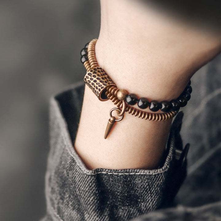 Buddha Stones Rainbow Obsidian Copper Inner Peace Healing Double Layer Bracelet - image 7