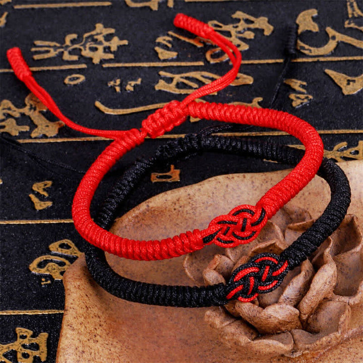 Buddha Stones 2Pcs Tibetan Luck Chinese Knot Protection String Bracelet - image 6