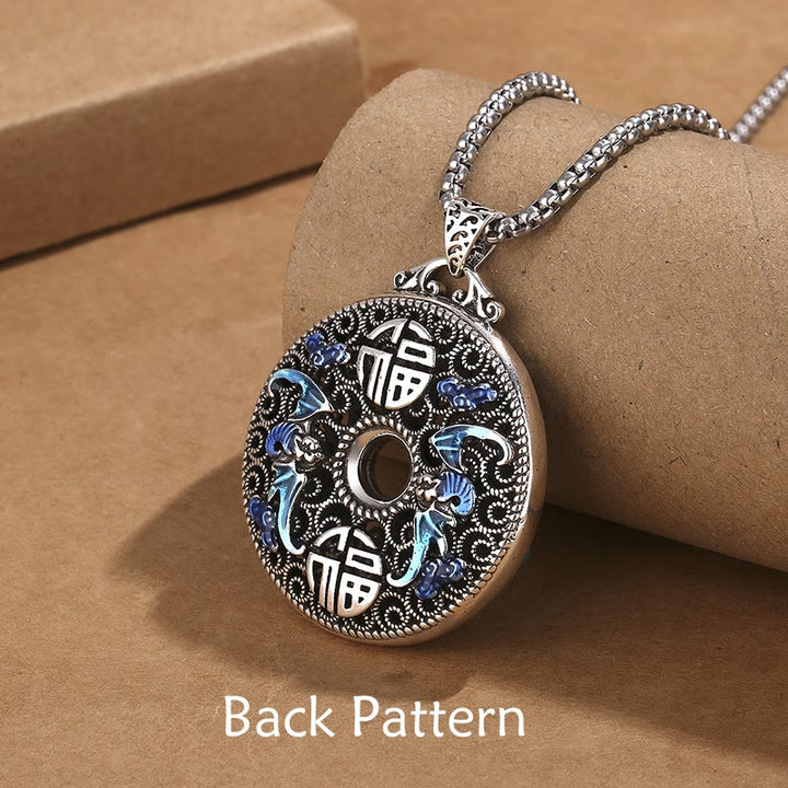 Buddha Stones Koi Fish Lotus Peace Buckle Fu Character Wealth Luck Necklace Pendant - image 2
