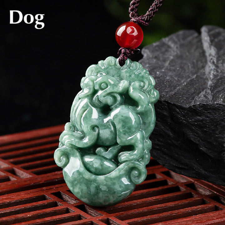 Buddha Stones Natural Jade 12 Chinese Zodiac Prosperity Necklace Pendant - Dog - image 23