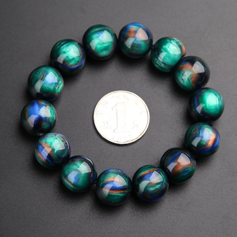 Buddha Stones Colorful Sea Willow Mala Positive Bracelet Ring - 16mm - image 4