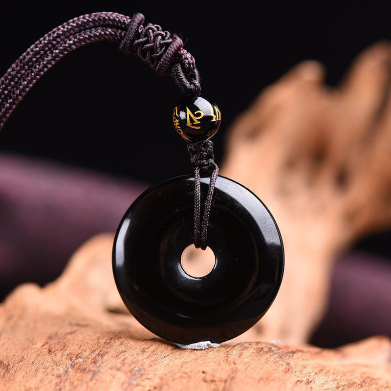 Buddha Stones Tibetan Obsidian Protection Necklace - Black Obsidian - image 1