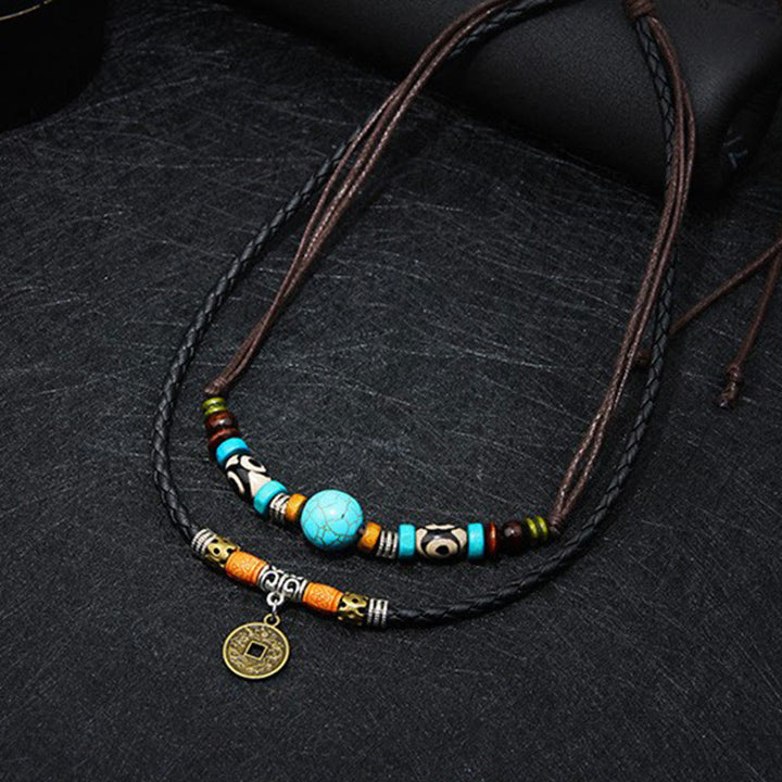 Buddha Stones Turquoise Dzi Bead Protection Necklace - image 5