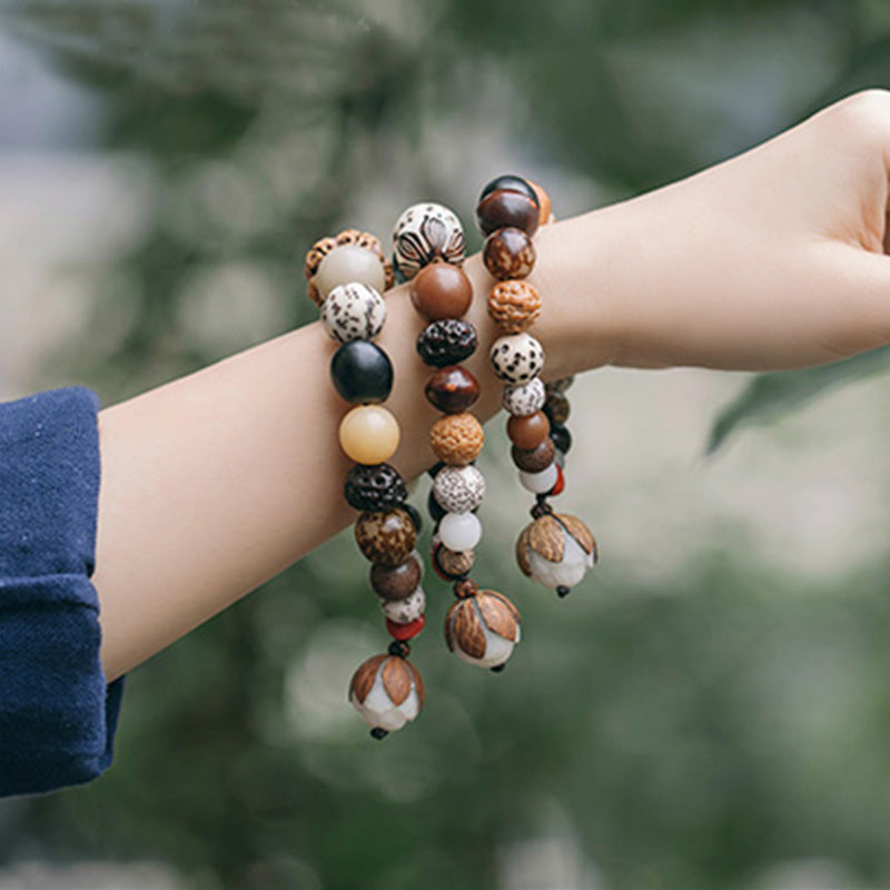 Buddha Stones Bodhi Seed Lotus Wisdom Peace Wrist Mala Bracelet - image 1