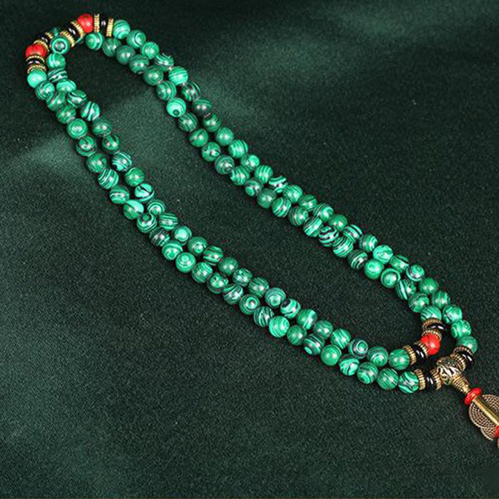 Buddha Stones Tibetan 108 Mala Malachite Beads Bracelet Necklace - image 8
