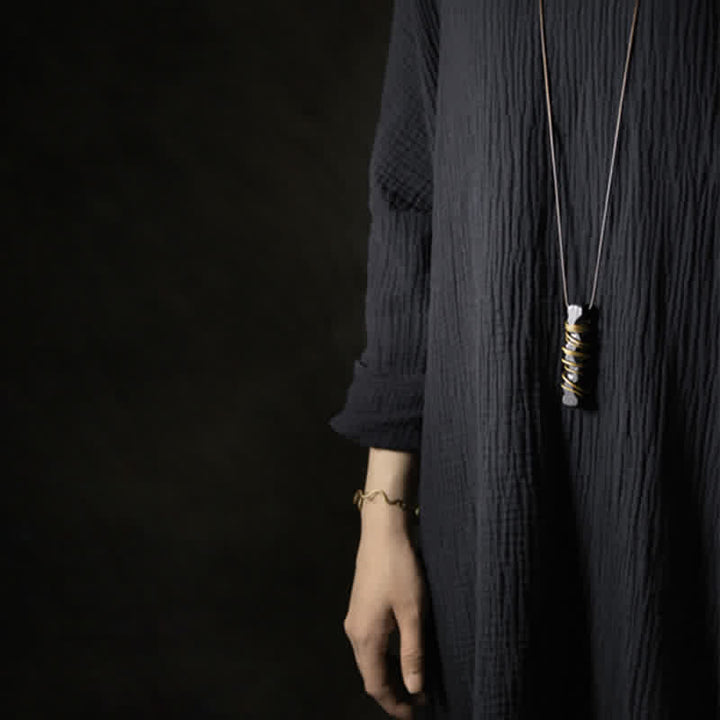 Buddha Stones Tibet Ebony Wood Copper Balance Peace Necklace Pendant - image 10