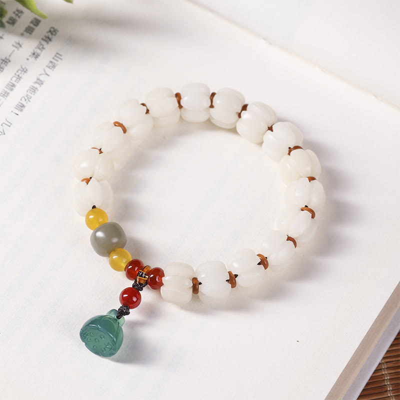 Buddha Stones Natural Bodhi Seed Red Agate Bodhi Calm Harmony Engraved Pumpkin Bead Lotus Bracelet - image 12