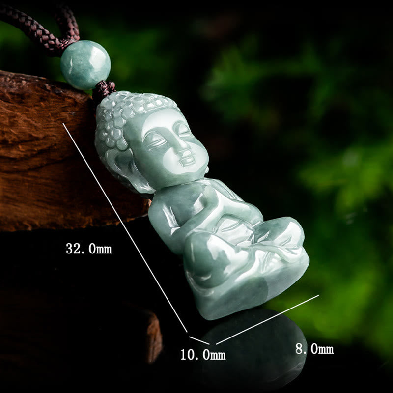 Buddha Stones Natural Jade Meditation Buddha Amulet Serenity Necklace Pendant - image 6