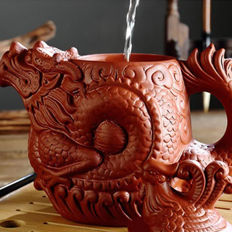 Vintage Dragon Phoenix Ceramic Teapot - image 10