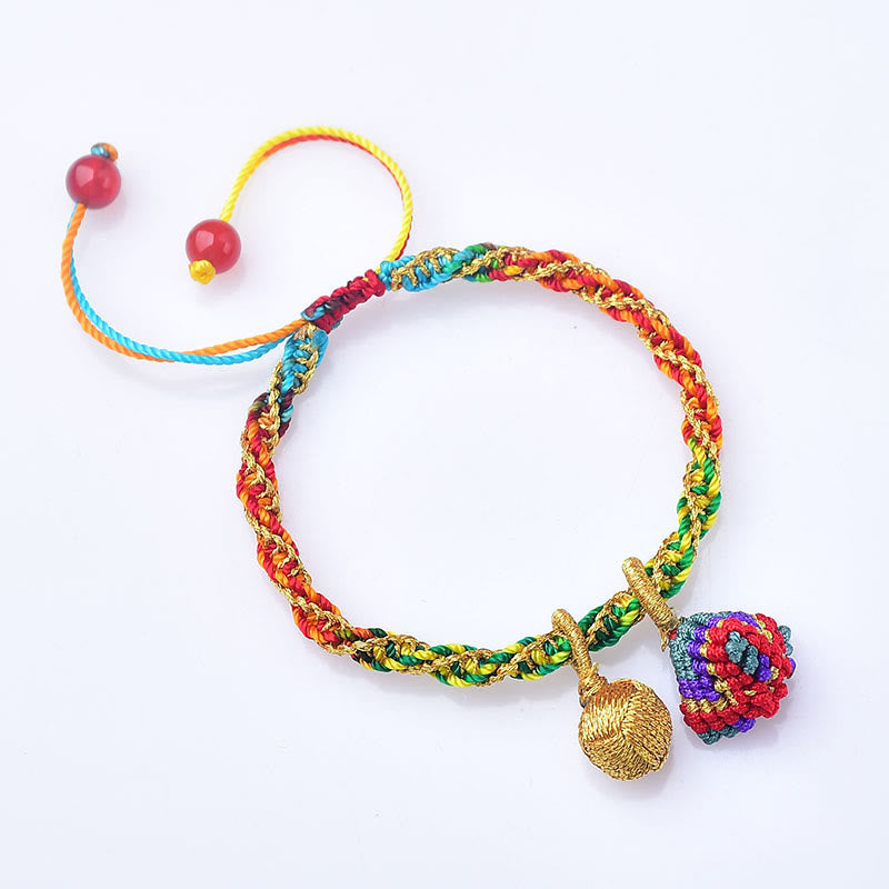 Buddha Stones Colorful Rope Luck Handcrafted Zongzi Charm Bracelet - image 3