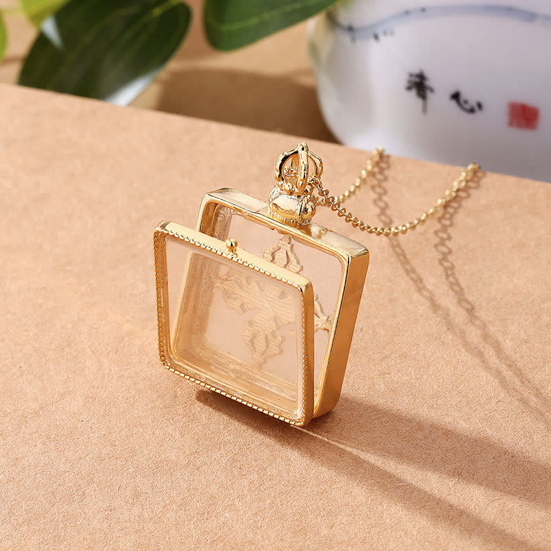 24K Gold Plated White Jade Double Dorje Protection Luck Necklace Pendant - image 3