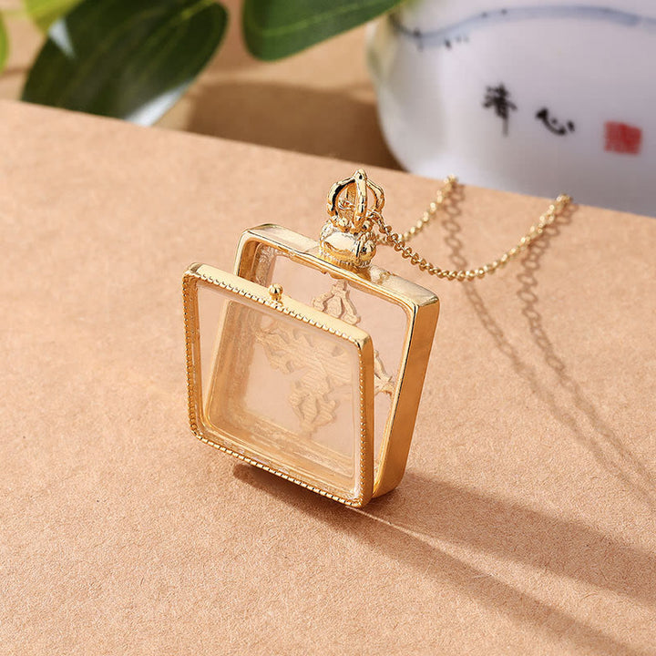 24K Gold Plated White Jade Double Dorje Protection Luck Necklace Pendant - image 3