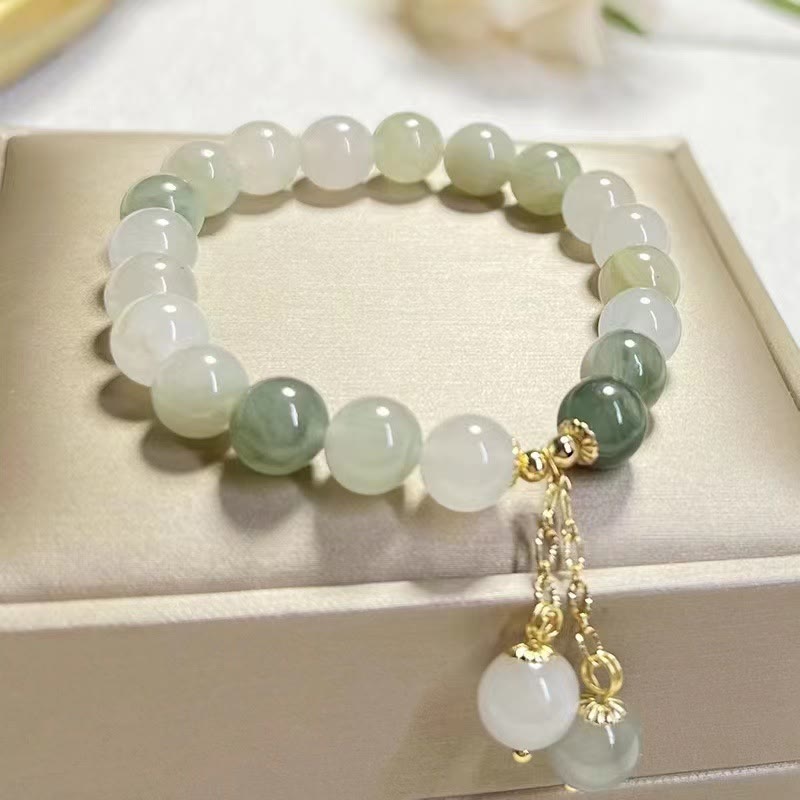 Buddha Stones Natural Gradient Jade Abundance Luck Bead Charm Bracelet - image 1