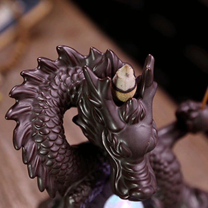 Buddha Stones Auspicious Dragon Ceramic Backflow Smoke Fountain Meditation Healing Incense Burner Led Ball Decoration - image 7