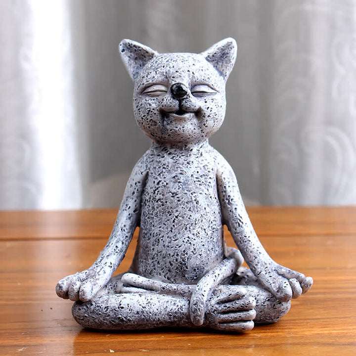 Buddha Stones Meditating Zen Dog Cat Frog Decoration - Meditation Cat 9CMX5.8CMX10.3CM(197g) - image 5