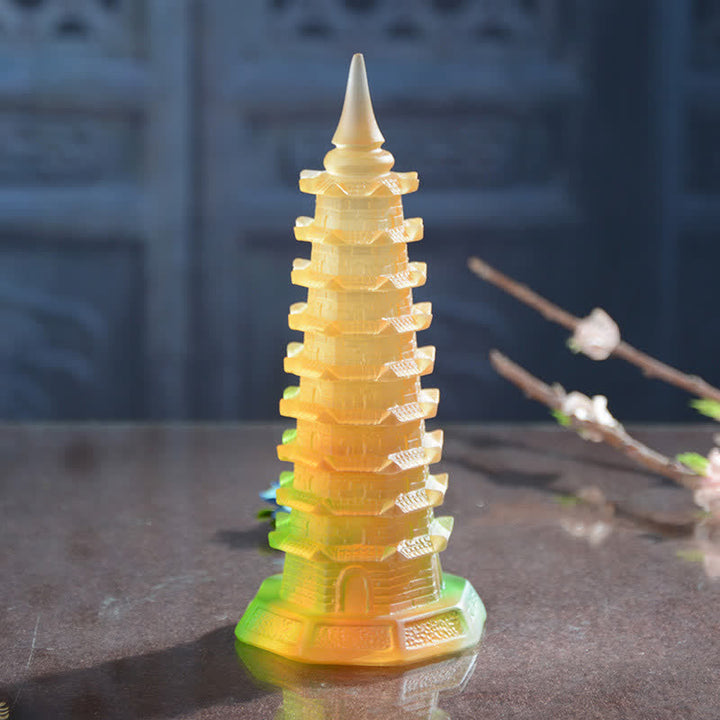 Buddha Stones Feng Shui Wenchang Tower Handmade Liuli Crystal Pagoda Art Piece Luck Home Office Decoration - image 8
