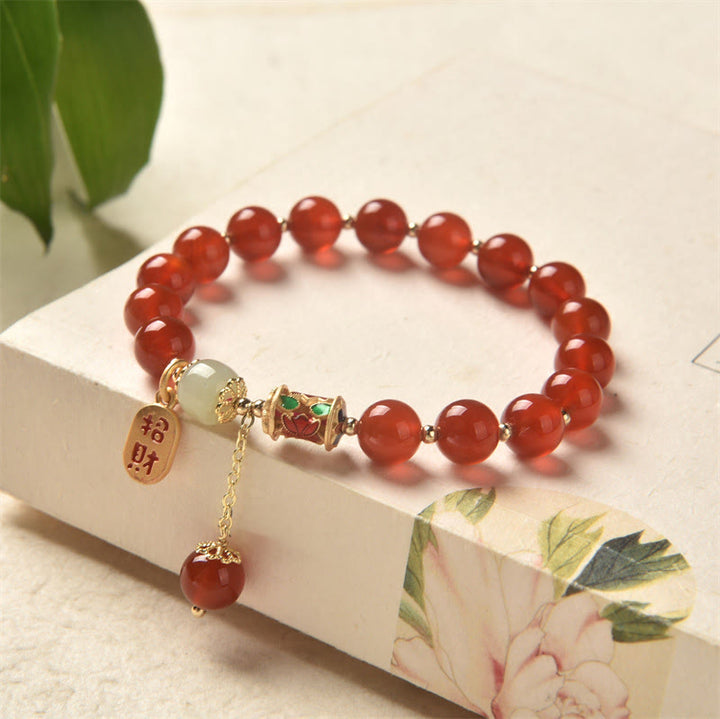 Buddha Stones Natural Red Agate Jade Confidence Fortune Blessing Charm Bracelet - Red Agate(Confidence♥Calm) - image 0