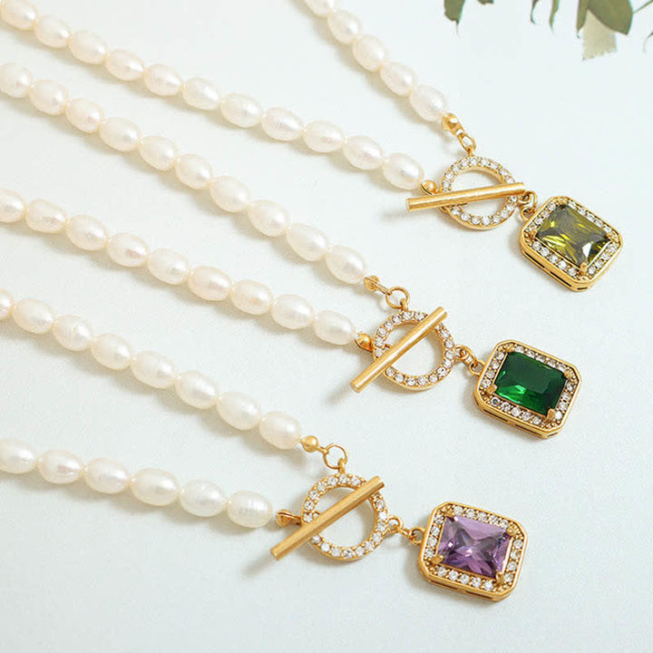 Pearl Zircon Wealth Charm Necklace Pendant - image 3