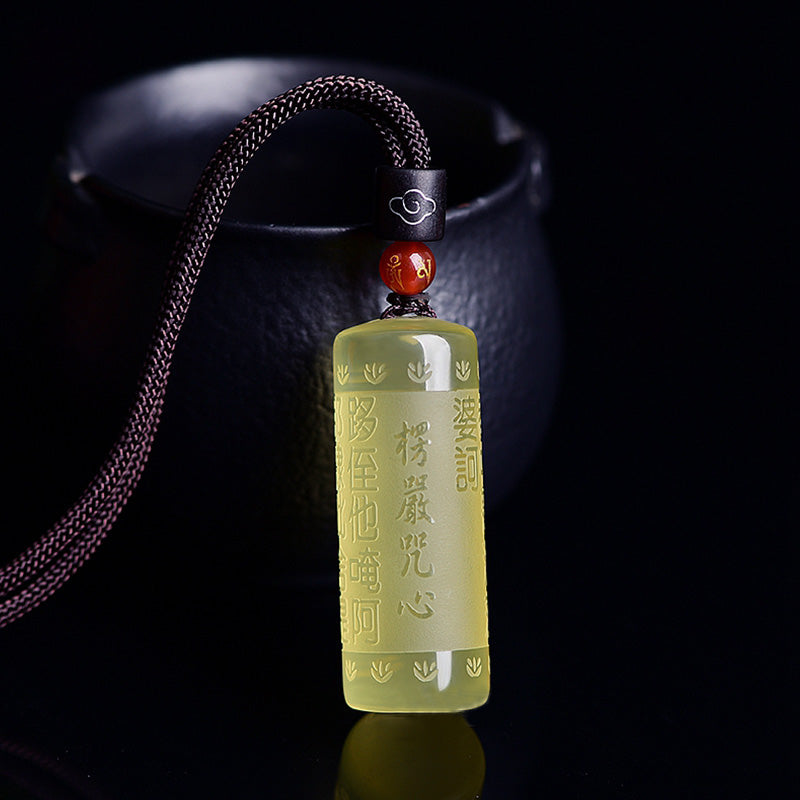 Heart Sutra Citrine Happiness Strength Necklace Pendant - Shurangama Mantra - image 0
