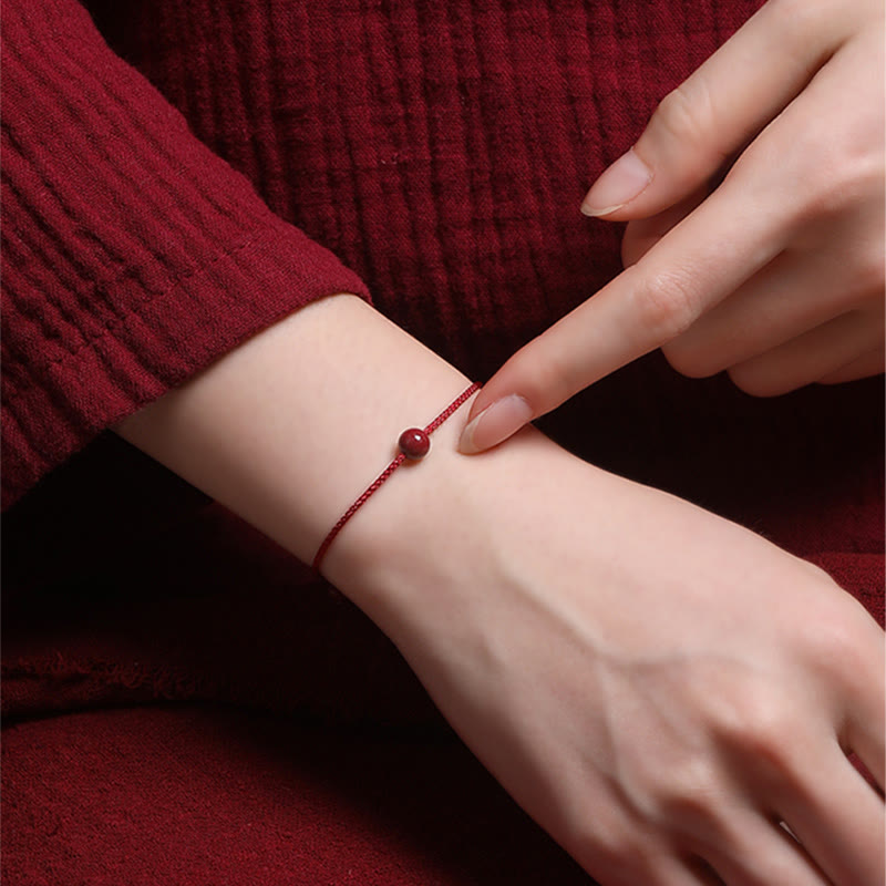 Buddha Stones Natural Cinnabar Red Agate Blessing Red String Bracelet - image 4