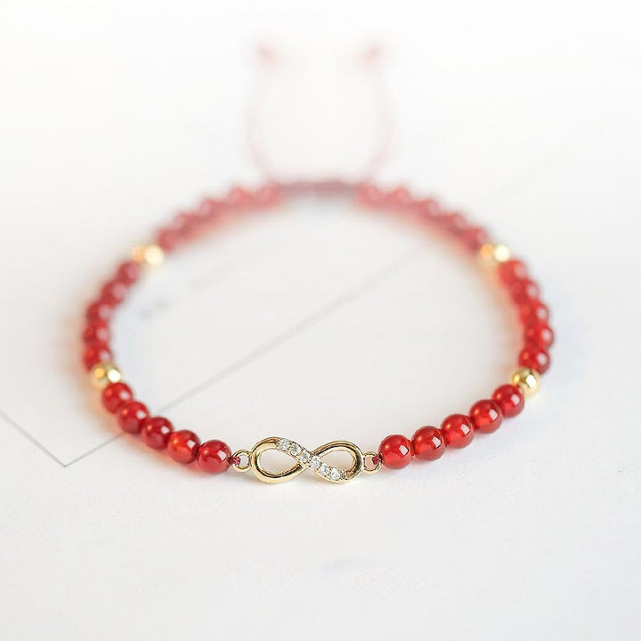 Natural Red Agate Endless Knot Four Leaf Clover Star Confidence String Bracelet - Endless Knot - image 0