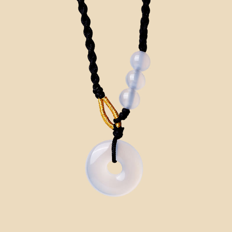 Buddha Stones Strawberry Quartz Chalcedony Peace Buckle Healing Necklace Pendant - image 9