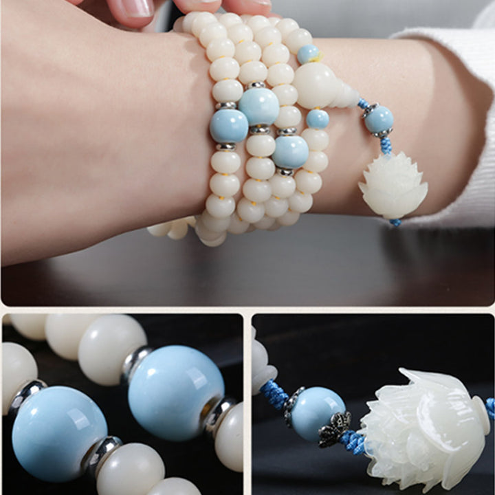 Buddha Stones Bodhi Seed Bead Lotus Blessing Charm Bracelet - image 12