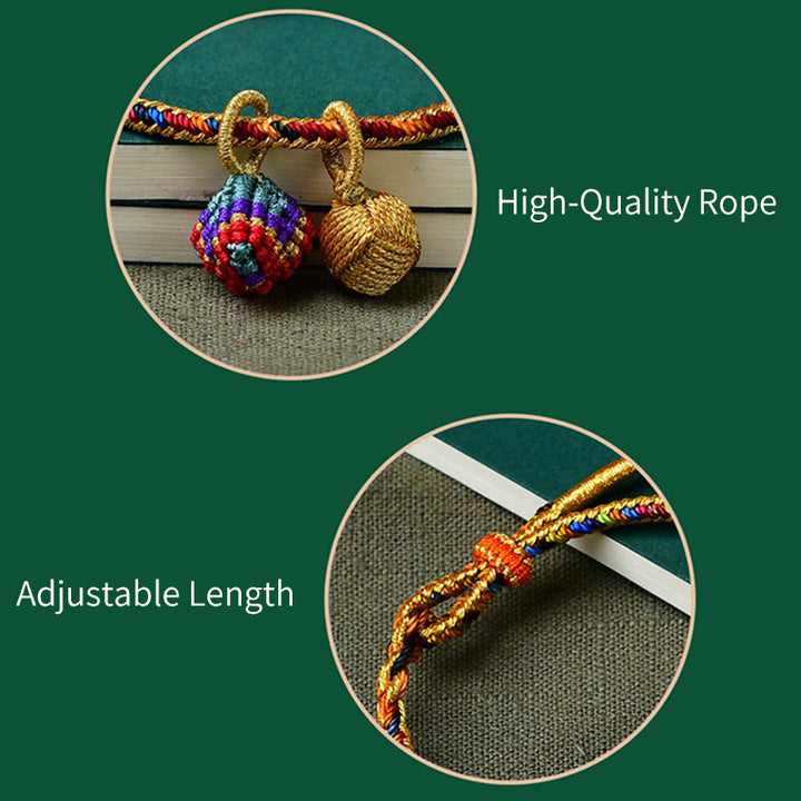 Buddha Stones Colorful Rope Luck Handmade Zongzi Golden Ball Charm Bracelet - image 9