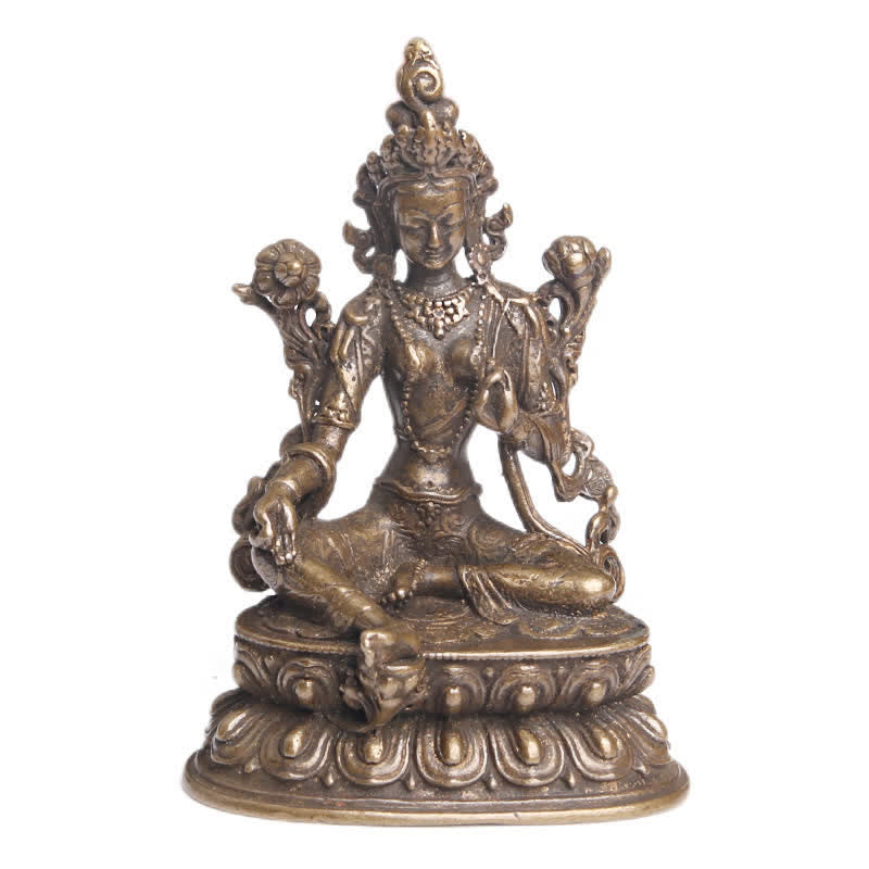 Buddha Stones Bodhisattva Green Tara Calm Hope Copper Statue Decoration - image 8