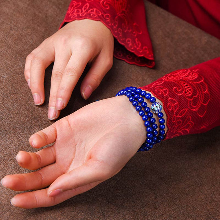 Buddha Stones Lazurite Yellow Agate Positive Bracelet - image 2