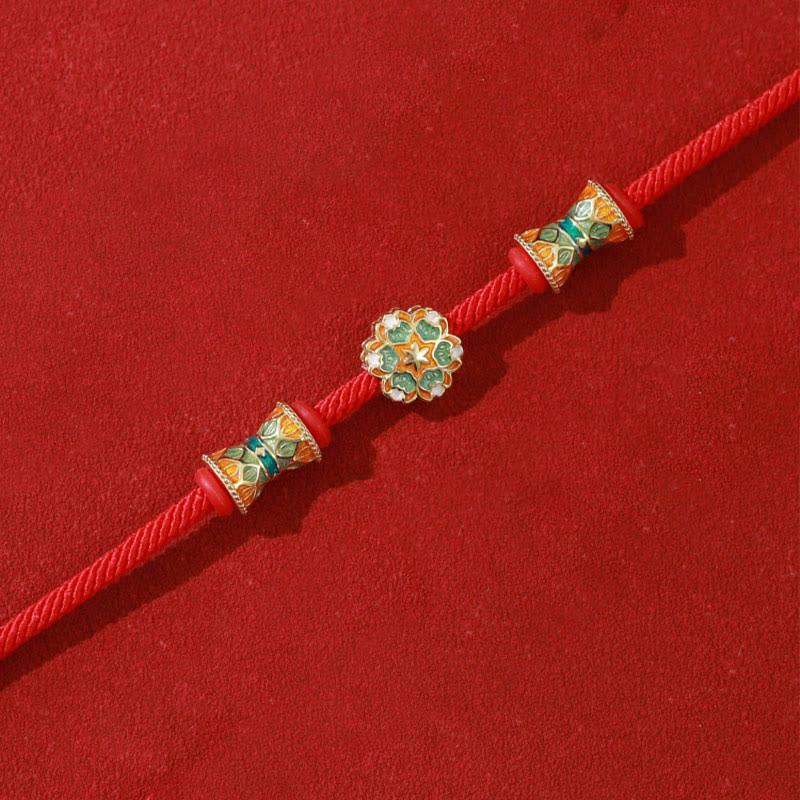Buddha Stones Dunhuang 925 Sterling Silver Lotus Drum New Beginning Red Rope Bracelet - image 4