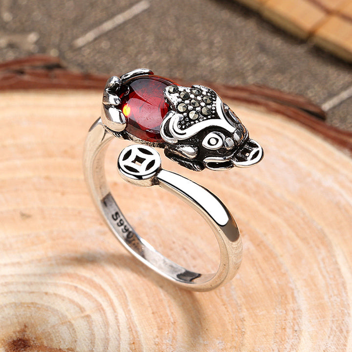 Buddha Stones FengShui Genstone PiXiu Wealth Adjustable Ring - image 1
