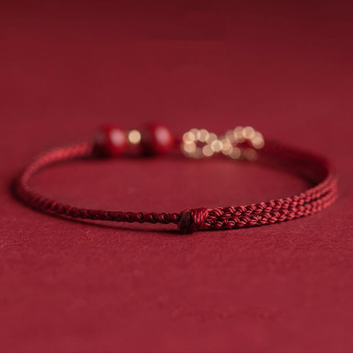 Buddha Stones Cinnabar Blessing Red String Golden Infinity Symbol Bracelet Anklet - image 7