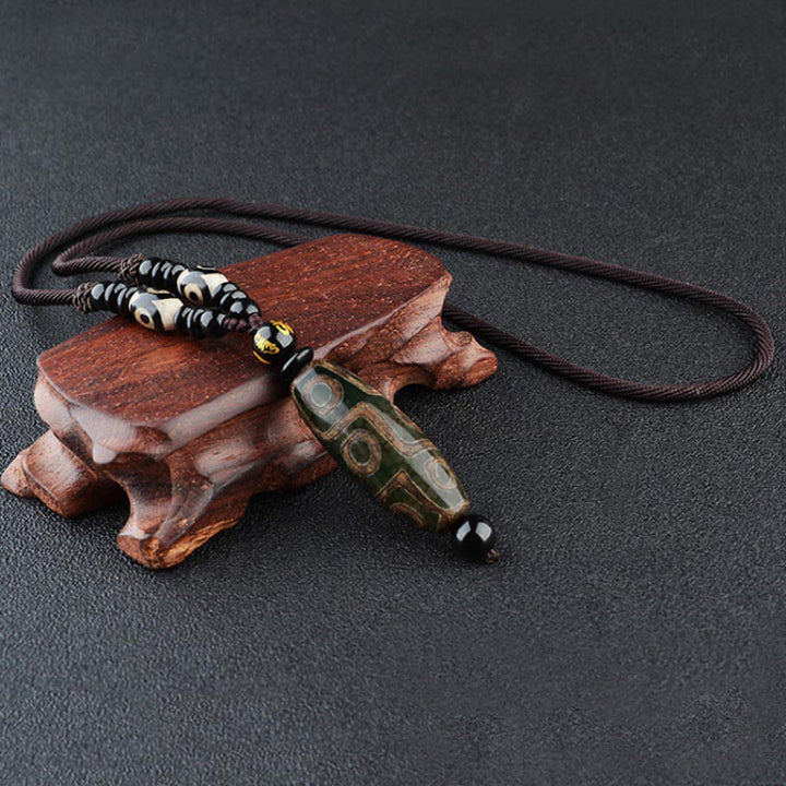 Buddha Stones Nine-Eye Dzi Bead Wealth Protection Necklace - image 6