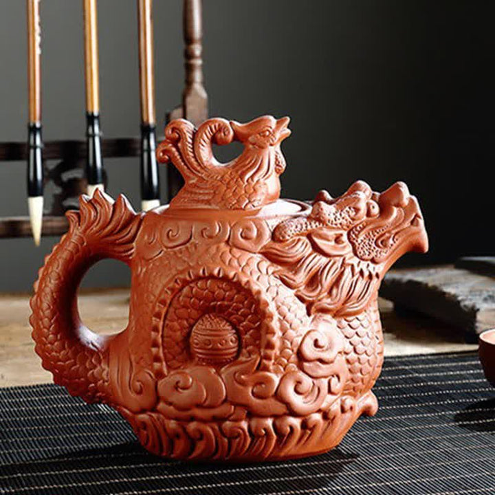 Vintage Dragon Phoenix Ceramic Teapot - image 11