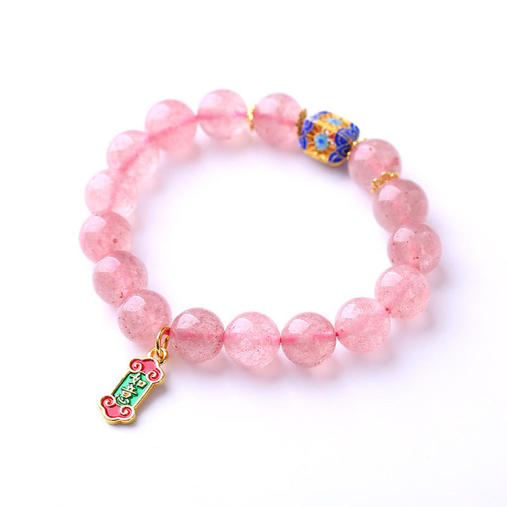 Buddha Stones Strawberry Quartz Positive Ruyi Charm Bracelet - image 4