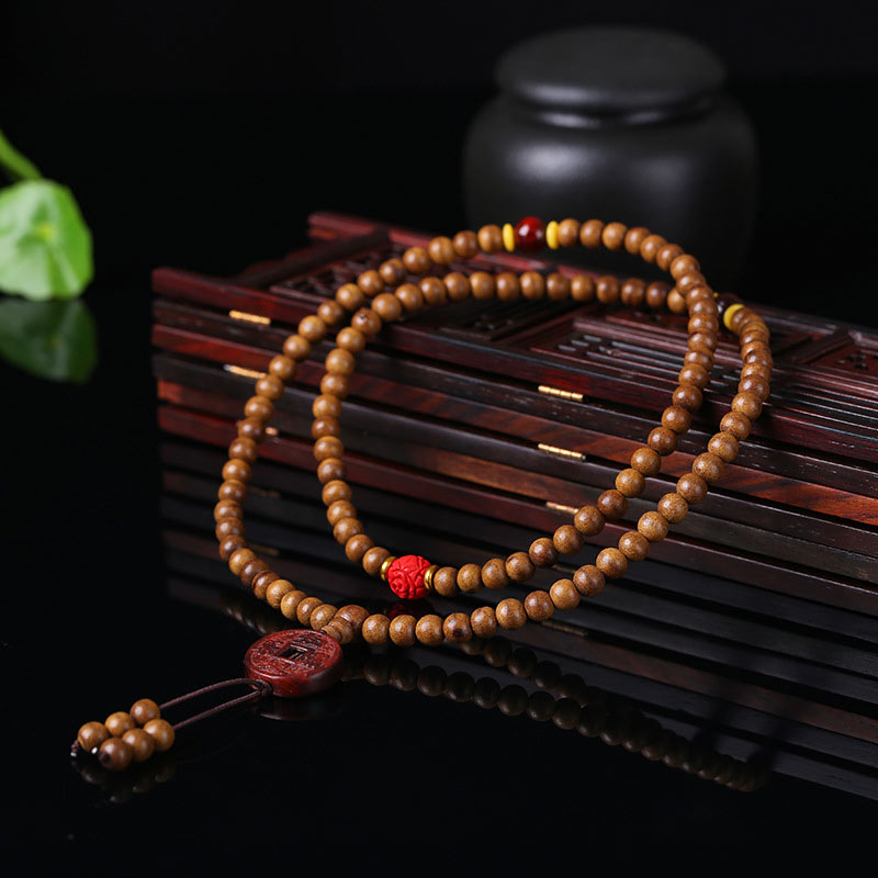 Buddha Stones 108 Mala Beads Peach Wood Bodhi Seed Lotus Prayer Meditation Bracelet - image 5