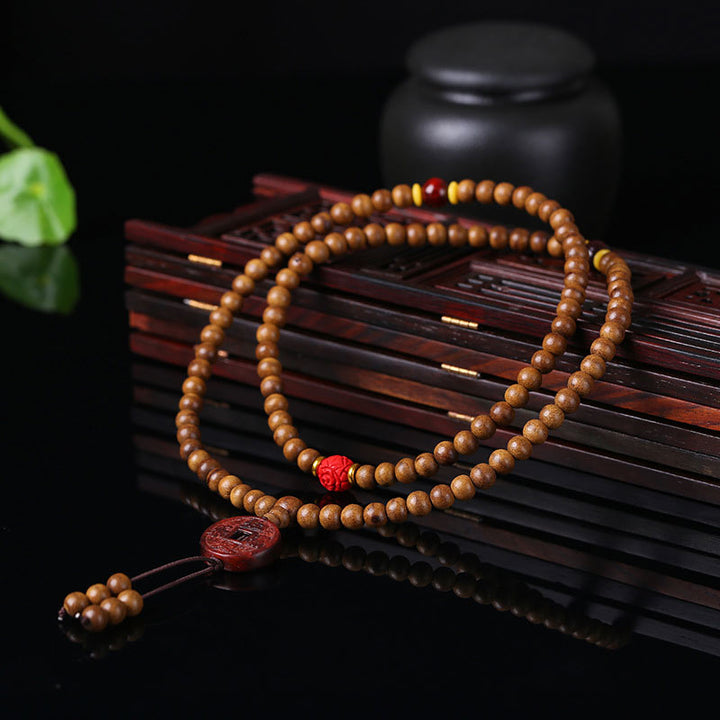 Buddha Stones 108 Mala Beads Peach Wood Bodhi Seed Lotus Prayer Meditation Bracelet - image 5