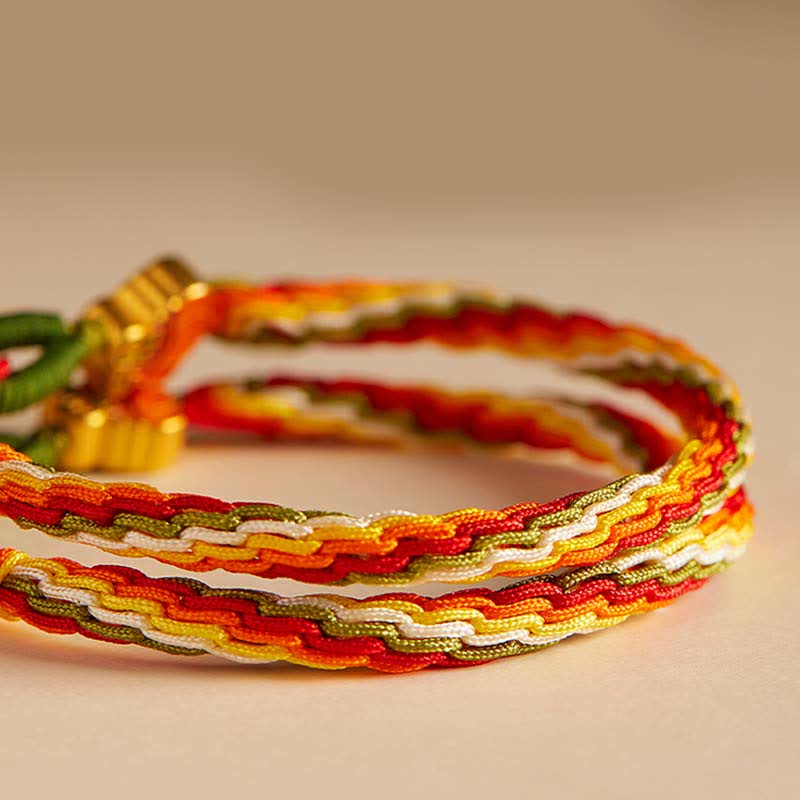 Buddha Stones Persimmon Red Agate Strength Reincarnation Knot Braid String Bracelet - image 14