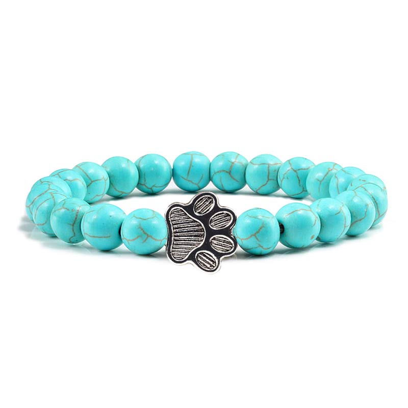 Buddha Stones “Save A Dog” Stone Bracelet - Blue Beads - image 0