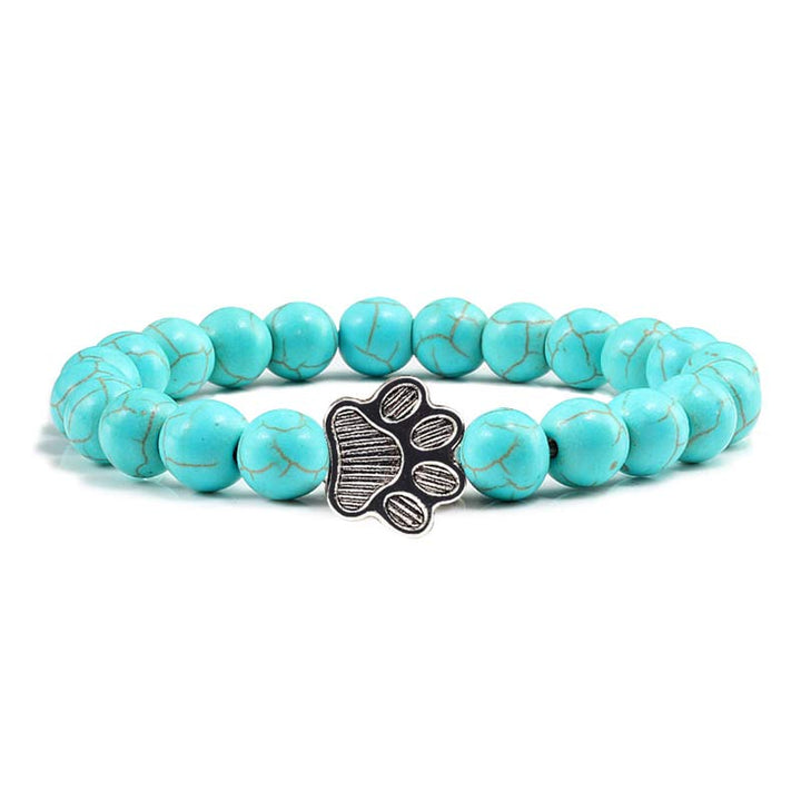 Buddha Stones “Save A Dog” Stone Bracelet - Blue Beads - image 0