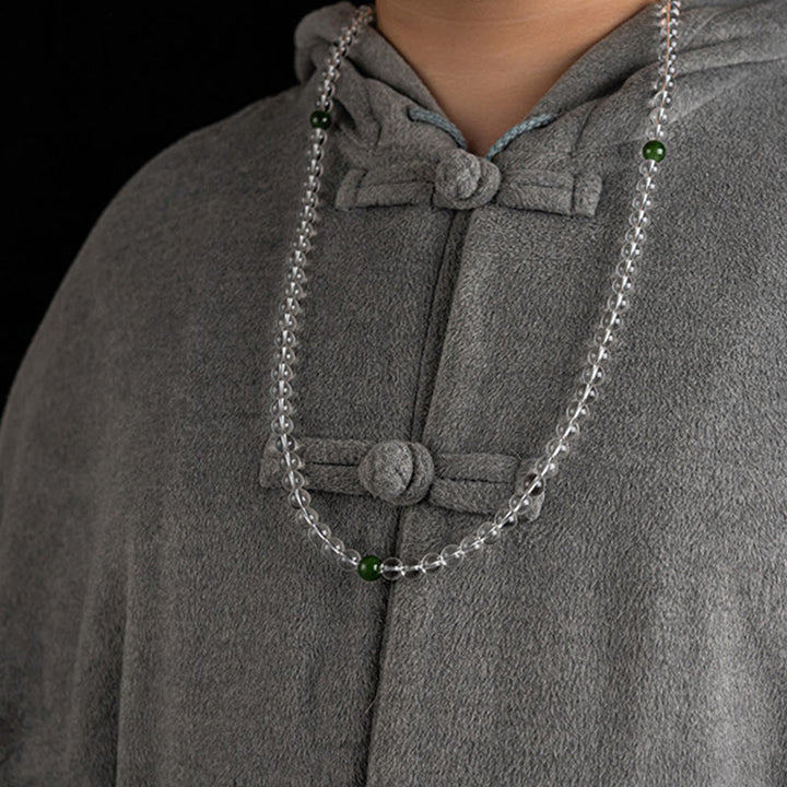 Buddha Stones 108 Beads White Crystal Jade Meditation Bracelet Mala - image 8